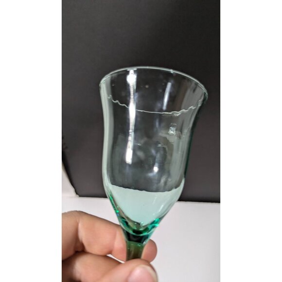 Vaseline Uranium Green Depression Glass Optic Panel Stemware Cocktail Glass - Picture 7 of 16